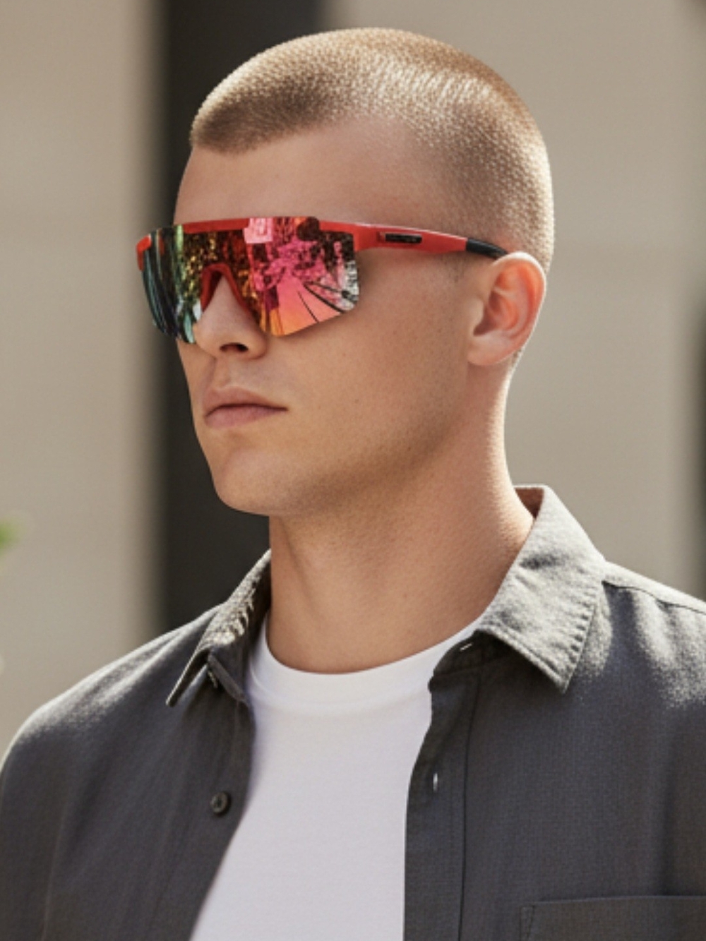 Men's Red Mirrored Performance Sunglasses